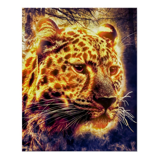 Leopard mit Licht Poster (Vorderseite)