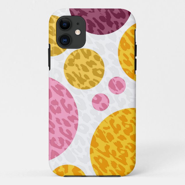 Leopard mit Polka Dots | Gelbrosa Lila Case-Mate iPhone Hülle (Rückseite)