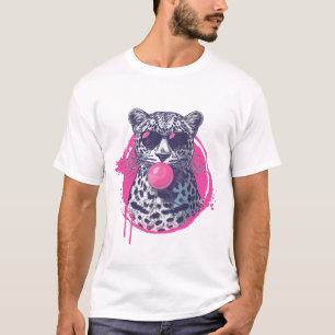 Leopard mit Sonnenbrille und Kaugummi T-Shirt