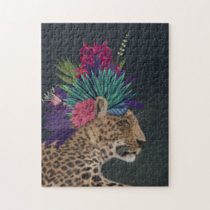Leopard mit tropischem Kopfteil Puzzle