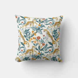 Leopard mit tropischen Blätter Kissen