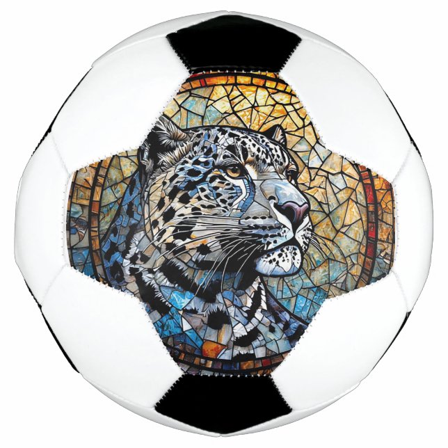 Leopard mit warmen und Coolen Farbtönen Fußball (Vorderseite)