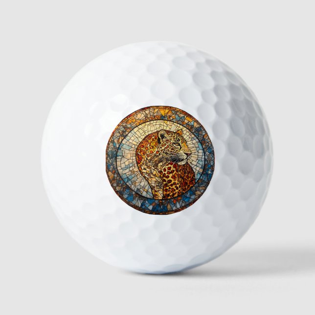 Leopard mit warmen und Coolen Farbtönen Golfball (Vorderseite)