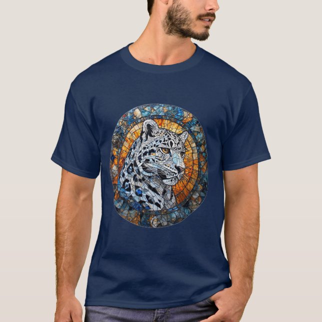Leopard mit warmen und Coolen Farbtönen T-Shirt (Vorderseite)