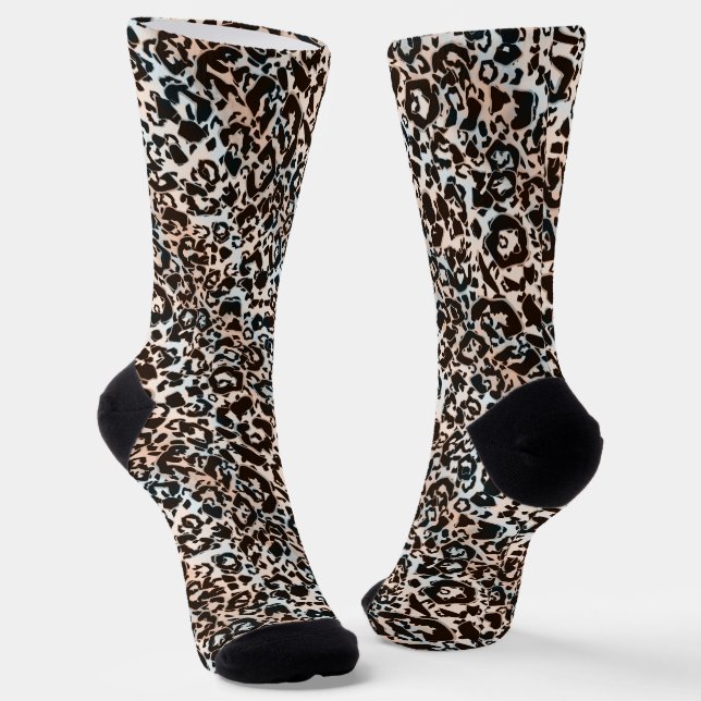 Leopard, modern, gepunktet, braun, beige, hautfarb socken (Gewinkelt)