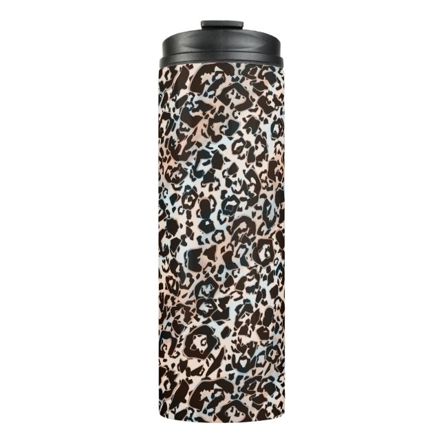 Leopard, modern, gepunktet, braun, beige, hautfarb thermosbecher (Vorderseite)