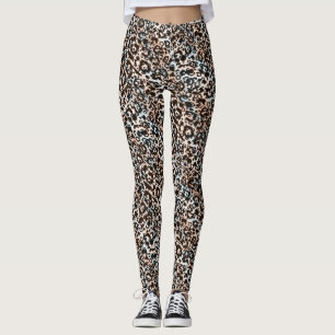 Leopard, modern, gepunktet, braun leggings