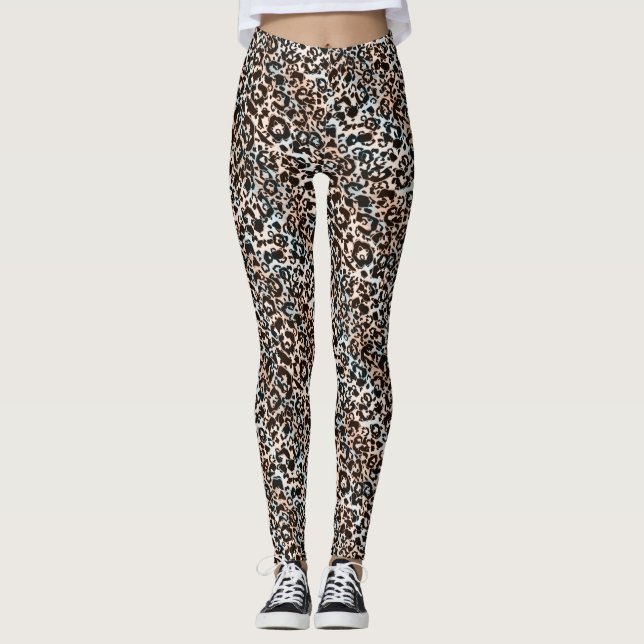 Leopard, modern, gepunktet, braun leggings (Vorderseite)
