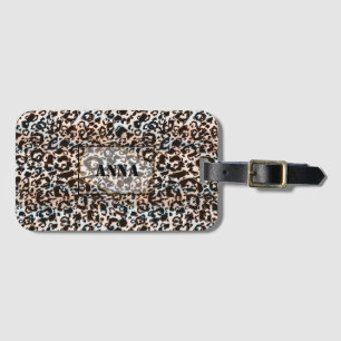 Leopard, modern, gepunktet, braun, personalisiert gepäckanhänger