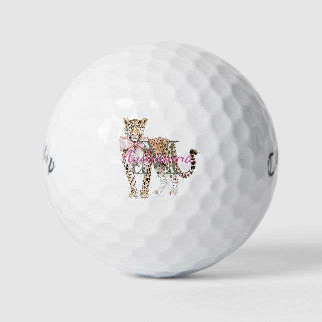 Leopard Monogram Name Golfball (Vorderseite)