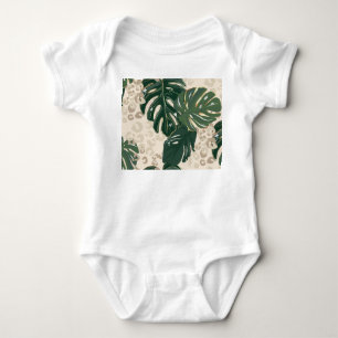 Leopard Monstera: Dschungel-Druck Vintage. Baby Strampler
