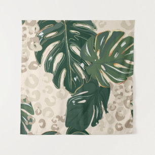 Leopard Monstera: Dschungel-Druck Vintage. Wandteppich