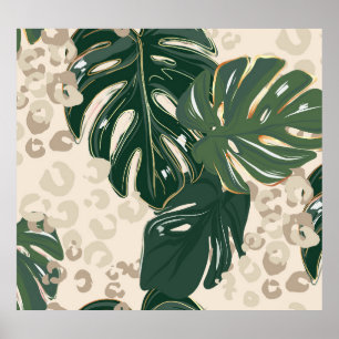 Leopard Monstera: Jungle Print Vintag. Poster