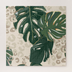 Leopard Monstera: Jungle Print Vintag. Puzzle