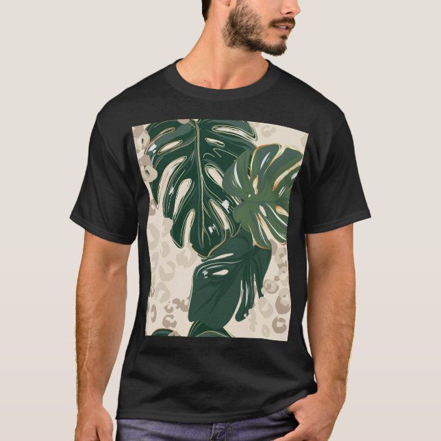 Leopard Monstera: Jungle Print Vintag. T-Shirt (Vorderseite)