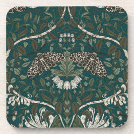 Leopard Moth und Honeysuckle Botanisch Vintag Getränkeuntersetzer