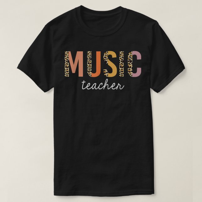 Leopard Music Teacher Cute Back To School Supplies T-Shirt (Design vorne)