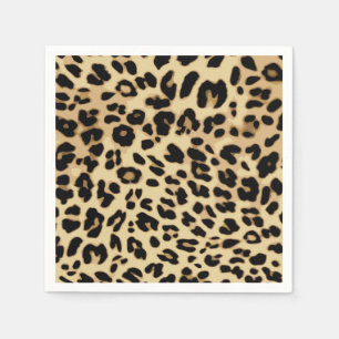 Leopard-Muster Animal Print Black/Gold Serviette