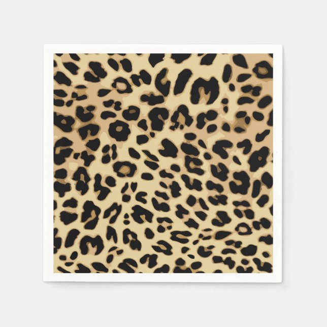 Leopard Muster Animal Print Black/Gold Serviette (Vorderseite)
