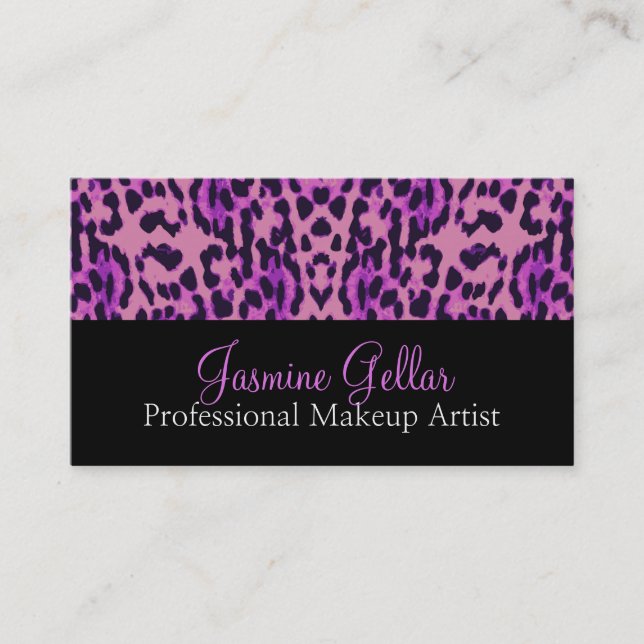 Leopard Muster Beruflich Makeup Artist Visitenkarte (Vorderseite)