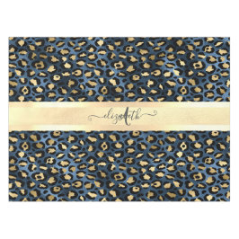Leopard Muster Blue Gold Monogram Tischdecke