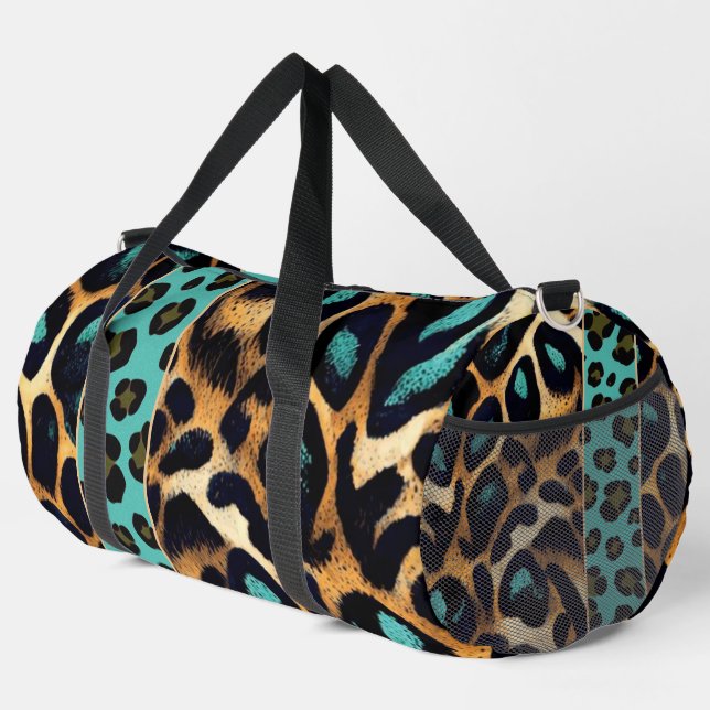 LEOPARD Muster - Doppeltasche Duffle Bag (Rechte Ecke)