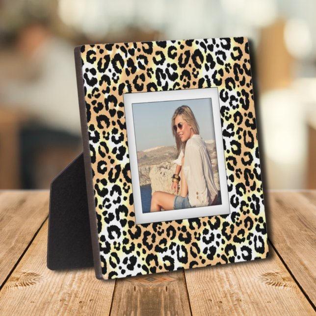 Leopard Muster Frameless Foto Easel Back Fotoplatte (Leopard Pattern Frameless Photo Easel-Back Plaque)