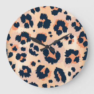 Leopard Muster: Funny Seamless Design Große Wanduhr