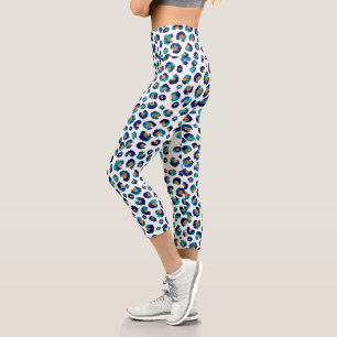 Leopard-Muster für Blue Gold Glitzer Capri Leggings