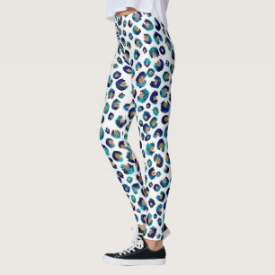 Leopard-Muster für Blue Gold Glitzer Leggings