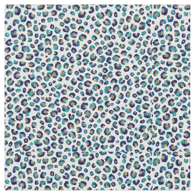 Leopard-Muster für Blue Gold Glitzer Stoff (Nahaufnahme)