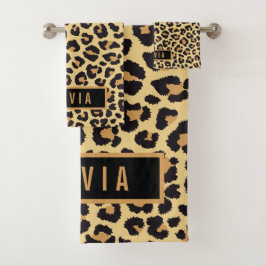 Leopard-Muster für klassische Individuelle Name-Dr Badhandtuch Set