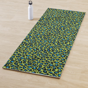 Leopard Muster in Blue Raspberry auf Lime Green Yogamatte