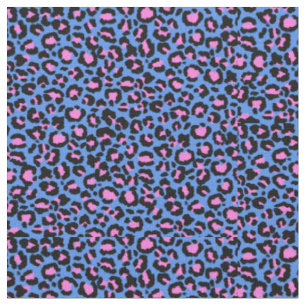 Leopard Muster in Raspberry auf Electric Blue Stoff