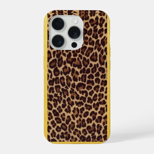Leopard-Muster iPhone 15 Pro Hülle – Kühnes Tier  (Rückseite)