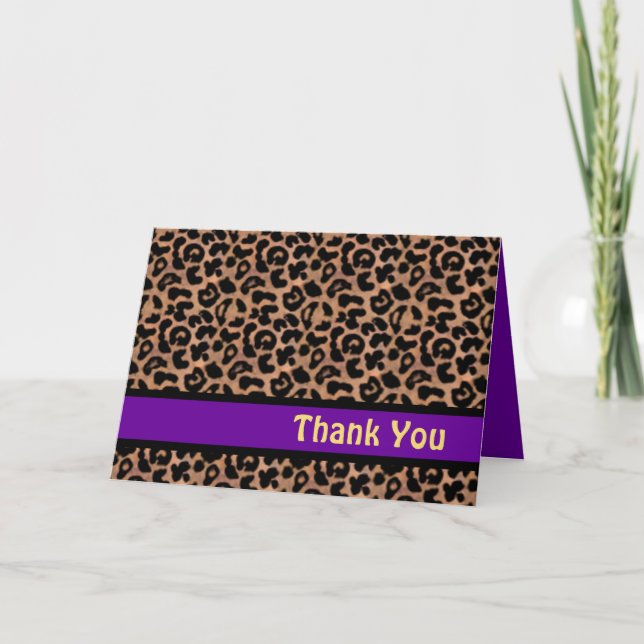 Leopard Muster Lila Stripe Sweet 16 DANK Dankeskarte (Vorderseite)