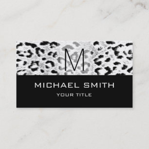 Leopard Muster Modernes Schwarzes Monogramm #22 Visitenkarte