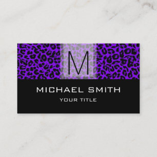 Leopard Muster Modernes Schwarzes Monogramm #24 Visitenkarte