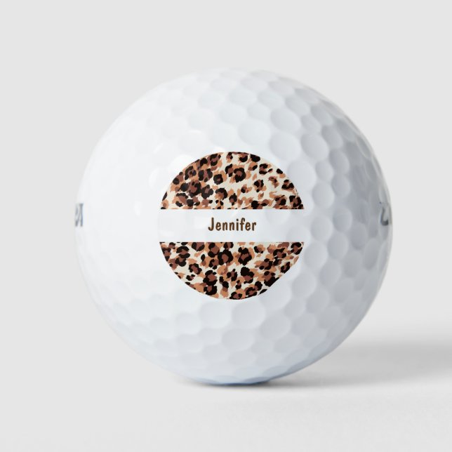 Leopard Muster Monogram Style Golfball (Vorderseite)