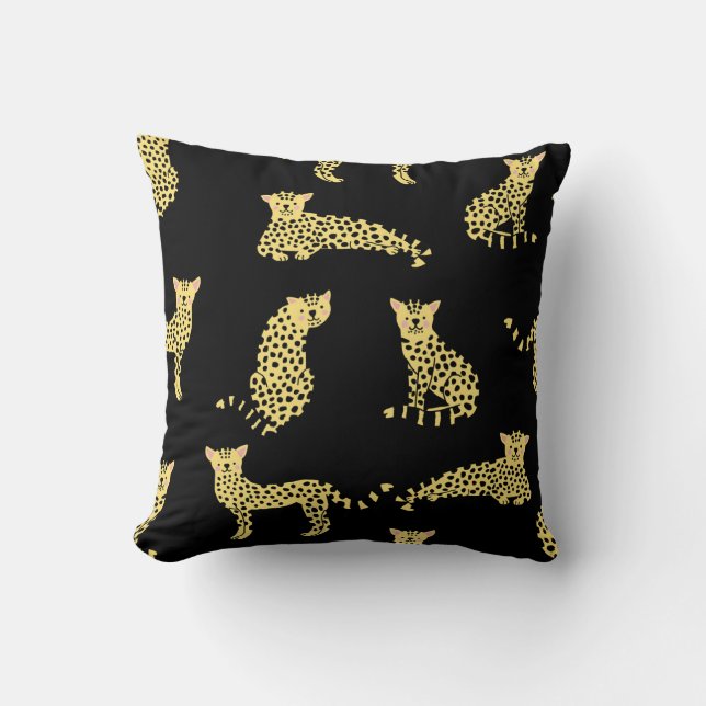 Leopard Muster: Schwarze Hintergrundekäse Kissen (Vorderseite)