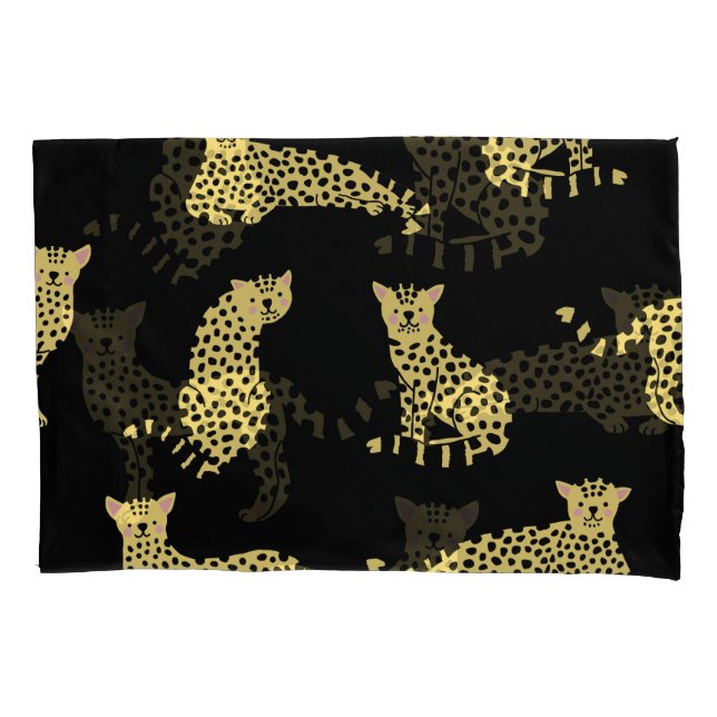 Leopard Muster: Schwarze Hintergrundekäse Kissenbezug (Vorderseite)