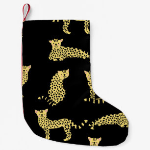 Leopard Muster: Schwarze Hintergrundekäse Kleiner Weihnachtsstrumpf