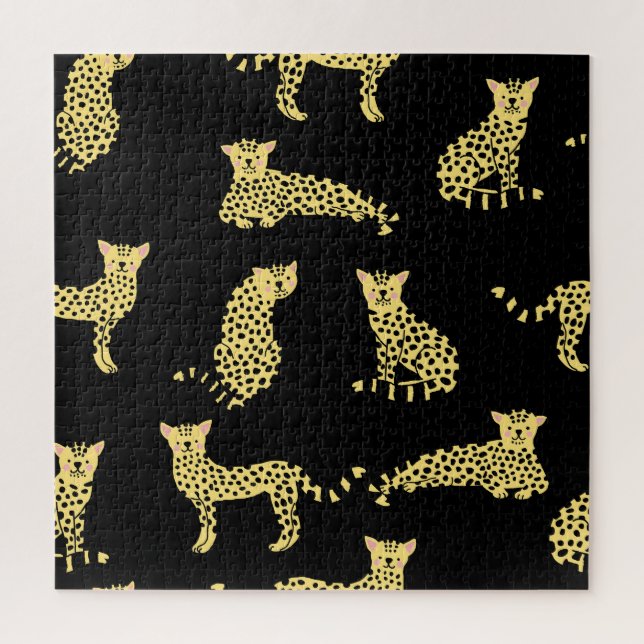 Leopard Muster: Schwarze Hintergrundekäse Puzzle (Vertikal)