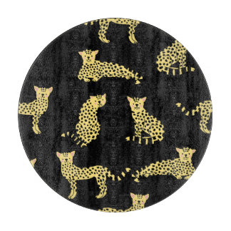 Leopard Muster: Schwarze Hintergrundekäse Schneidebrett