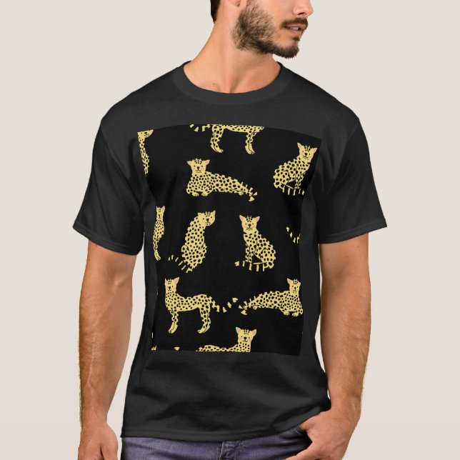 Leopard Muster: Schwarze Hintergrundekäse T-Shirt (Vorderseite)