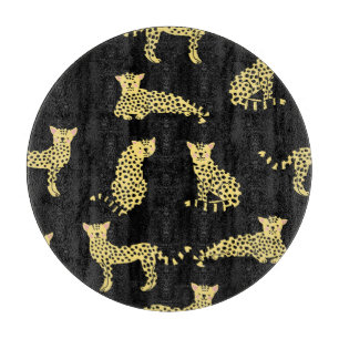 Leopard-Muster: Schwarzer Hintergrund Gepard Schneidebrett