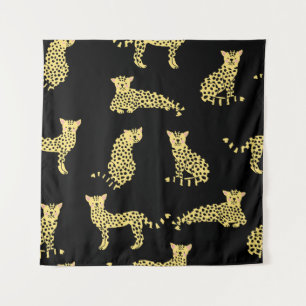 Leopard-Muster: Schwarzer Hintergrund Gepard Wandteppich