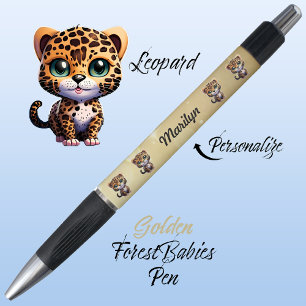 Leopard, Niedliche, einzigartige whimsical Cat Gra Kugelschreiber