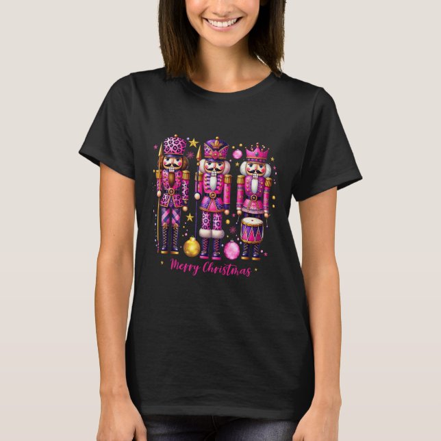 Leopard Nutcracker Pink Weihnachten 2024 Weihnacht T-Shirt (Vorderseite)