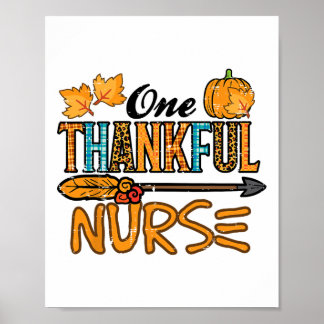 Leopard One Thankful Nurse Erntedank Fall Scrub Poster